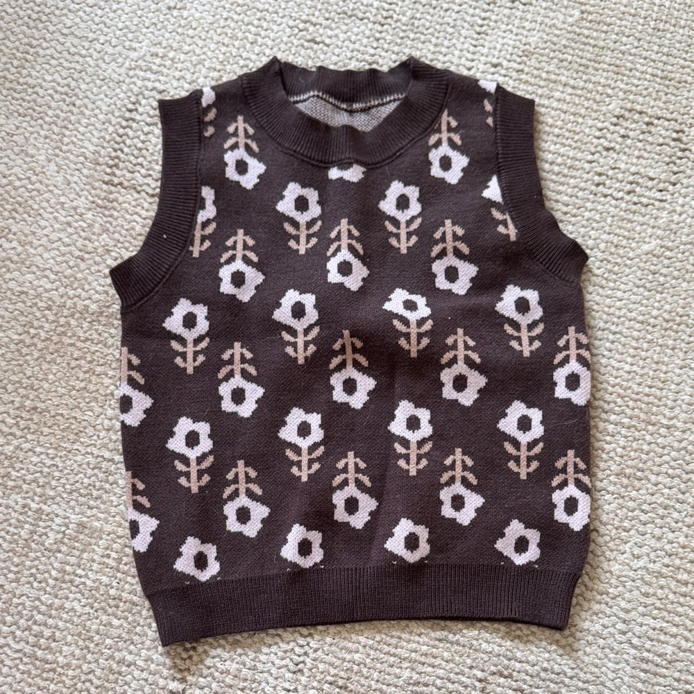SHEIN Brown Knit Sweater Vest